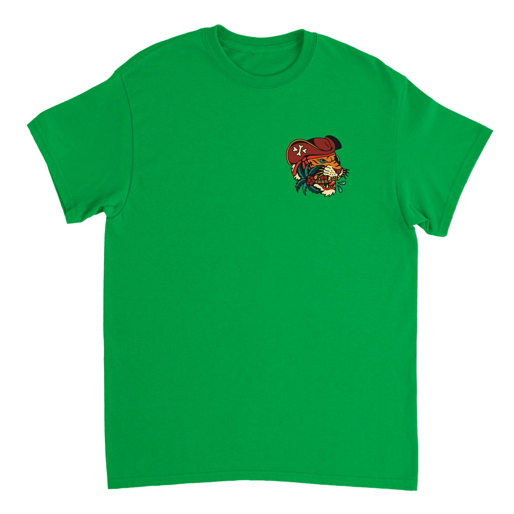 Pirate Tiger - Bright Green Heavyweight Crewneck T-shirt
