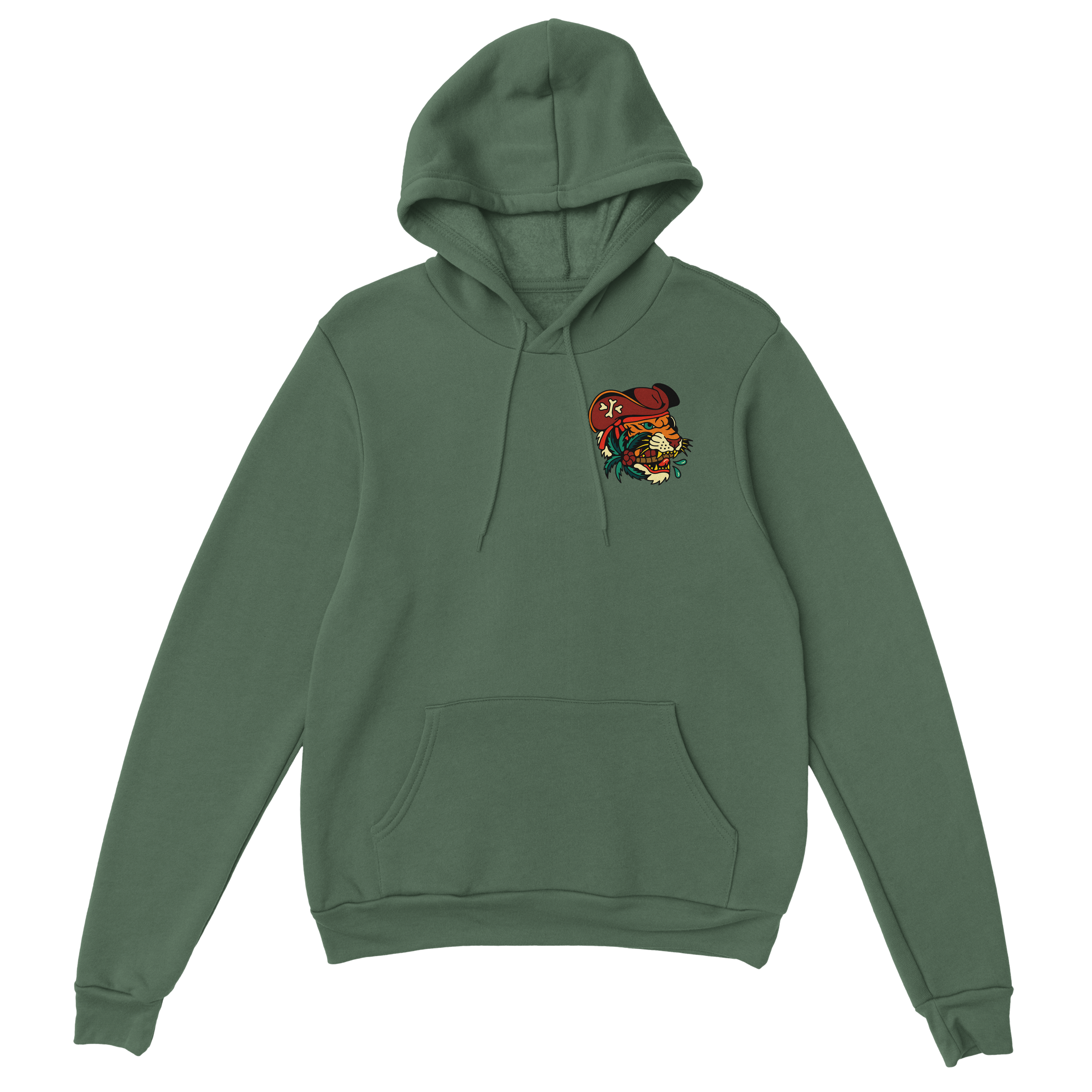 Pirate Tiger - Dark Green Classic Pullover Hoodie